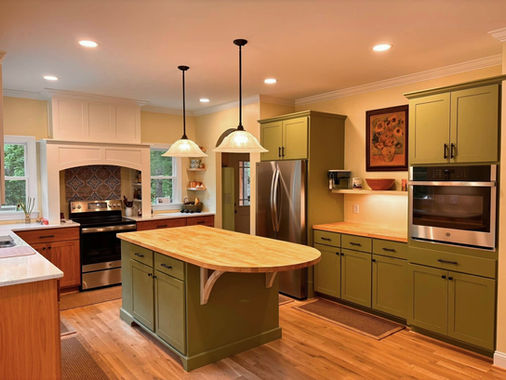 Green kitchen renovation full view