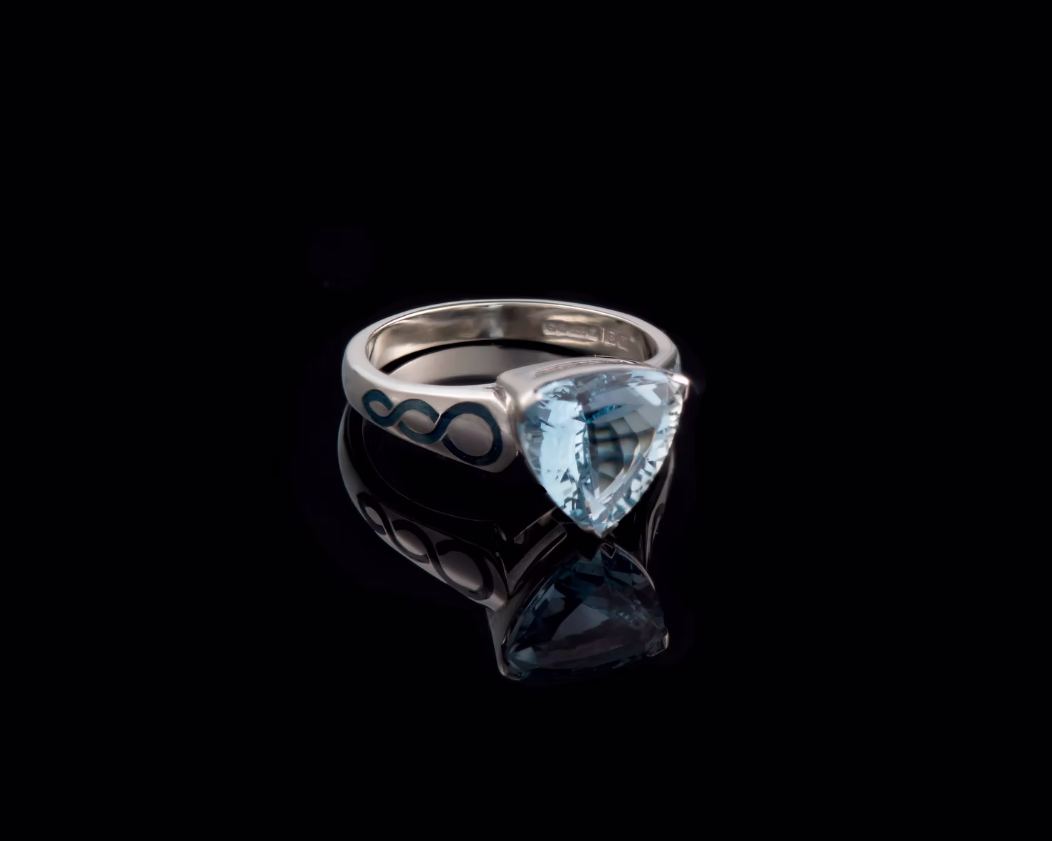 Trillion Aquamarine White Gold Ring