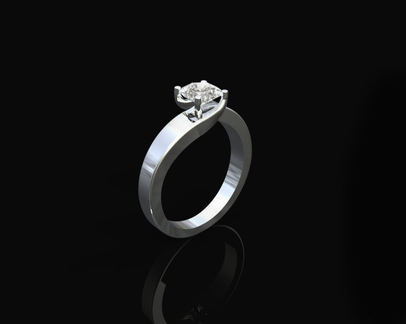 Solitaire Twist Lab Diamond Silver Ring from Black Isle Silver