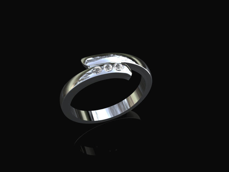Elegant wrap around silver ring set with three 1.75mm lab diamonds to be worn individually or a part of a stack