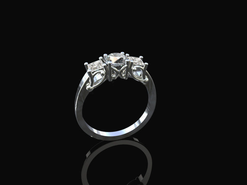Elegant Trilogy Lab Diamond Ring made in Highlands Scotland, with stunning princess cut and round brilliant lab diamonds