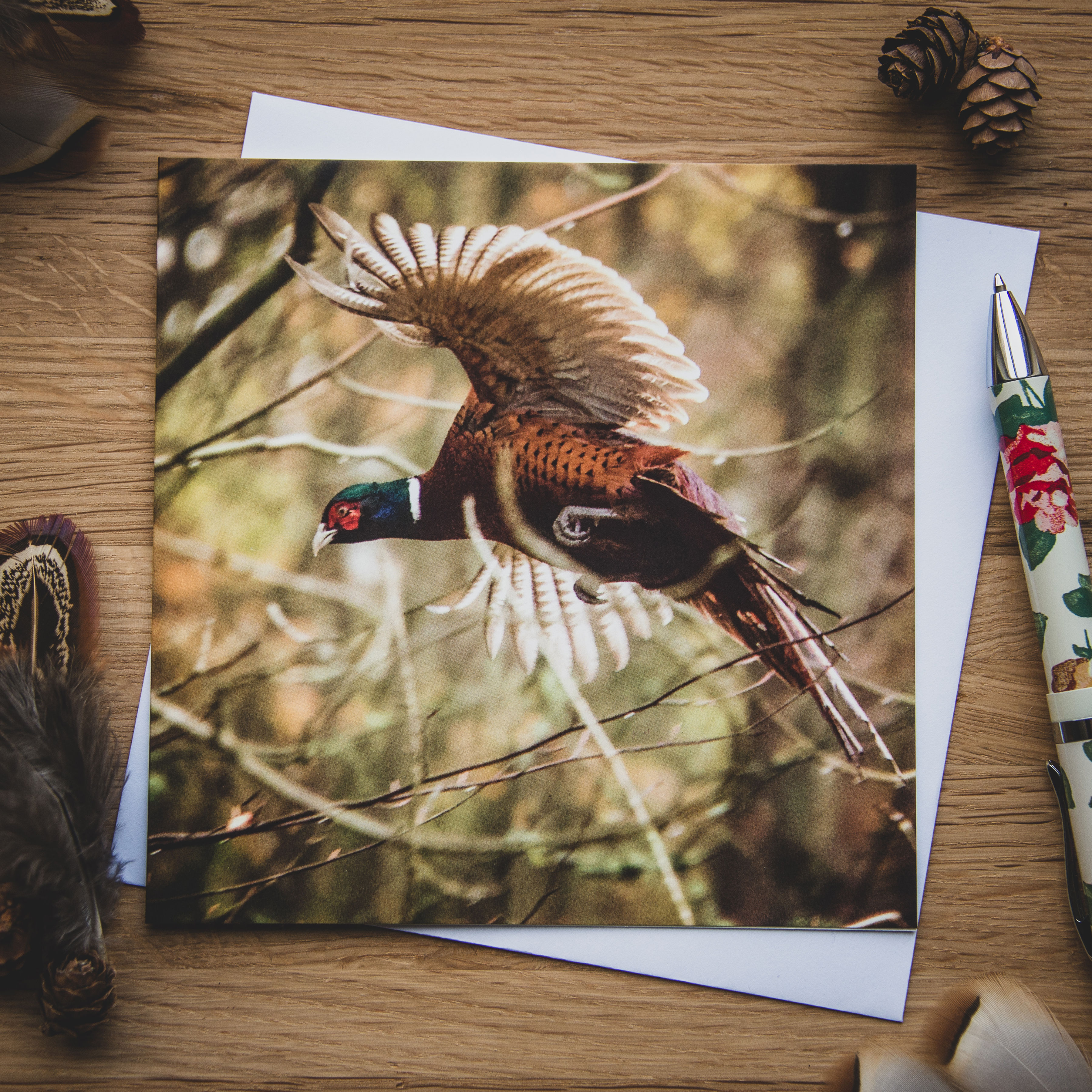 Rachel Foster Greeting Card 'Pheasant in Flight'