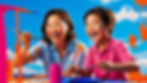 Create a photo of an Asian mom and her Asian son laughing and painting using the colors, v