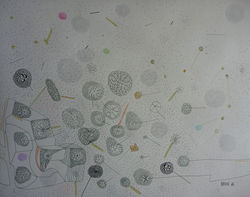 Neige 50x65cm dessin feutre posca sur papier plein cadre 2016