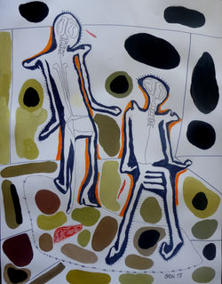 Rock and bones 50x65cm gouache feutres papier PC2017