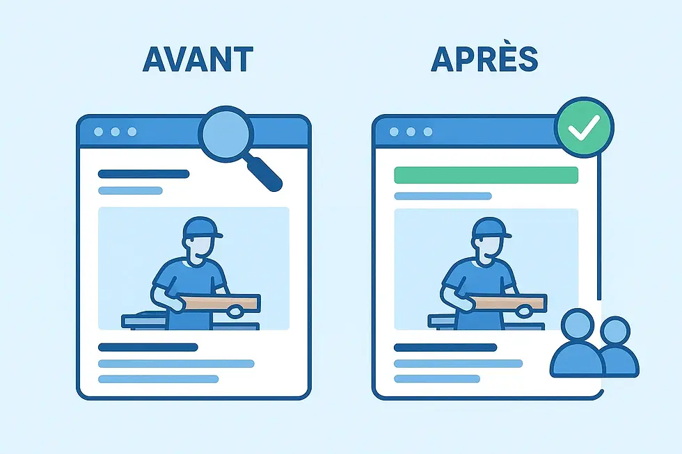 cas client SEO menuiserie locale — visibilité avant et après optimisation