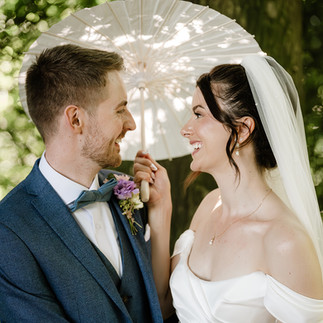Candid couple moment during Cornwall countryside wedding