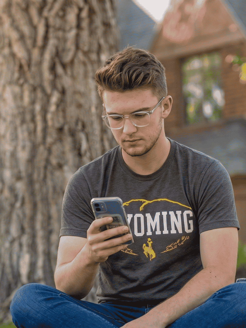 A University of Wyoming student explores BYPPOCAMPUS from a residence hall.
