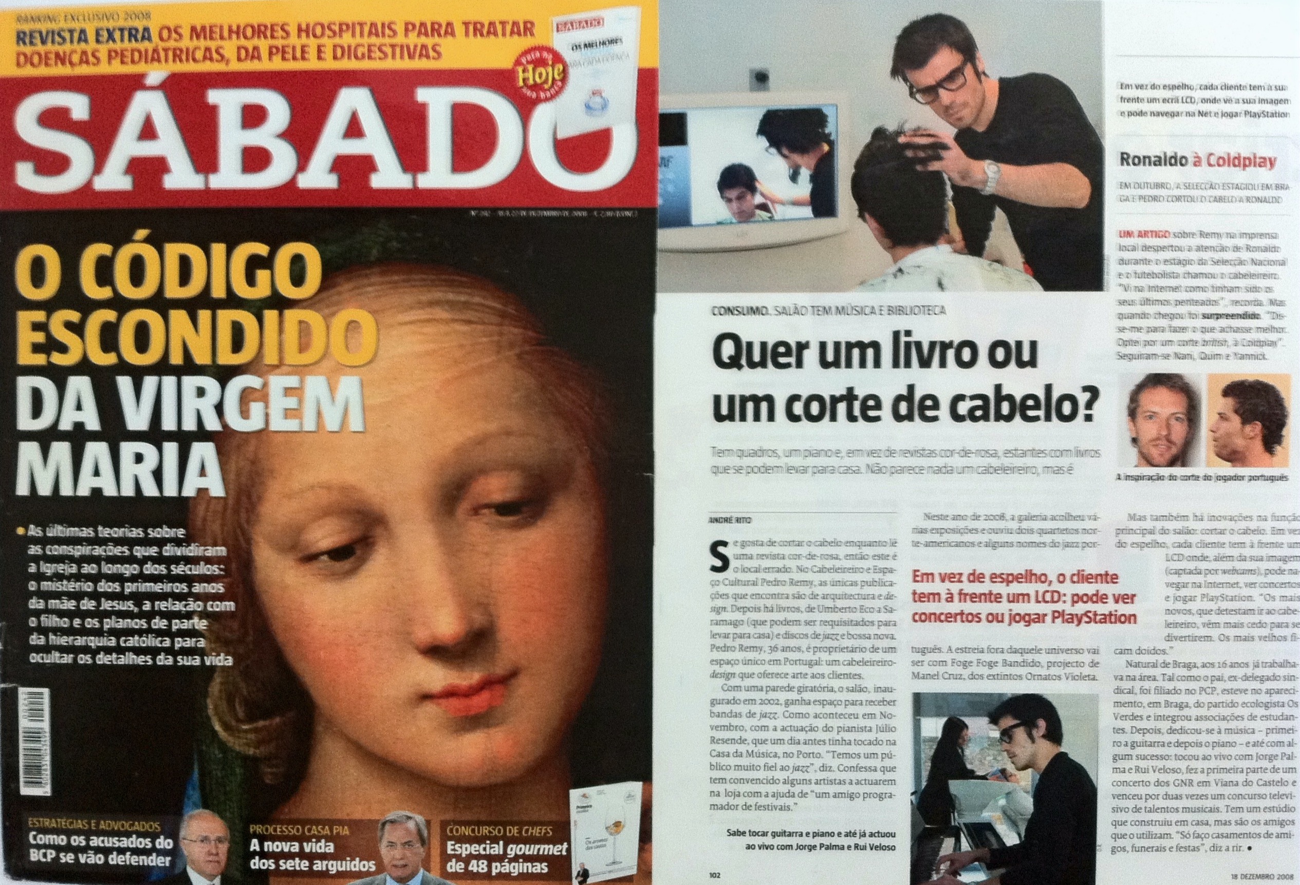 Revista Sábado Pedro Remy cabeleireiro Cristiano Ronaldo Corte cabelo