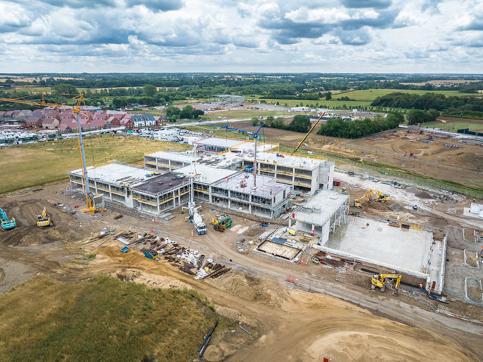 Aerial view of construction site