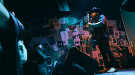 Talley Caster, performing on stage at Last Place, Hamilton, New Zealand.