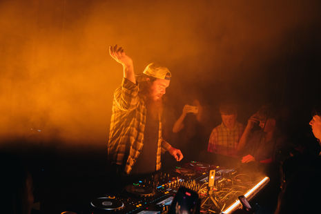 DJ Quix performing during his set at The Warehouse Party, Auckland.