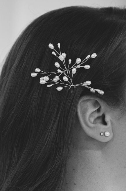 Detail of bride hair, hair piece, ear rings. Waikato wedding photography