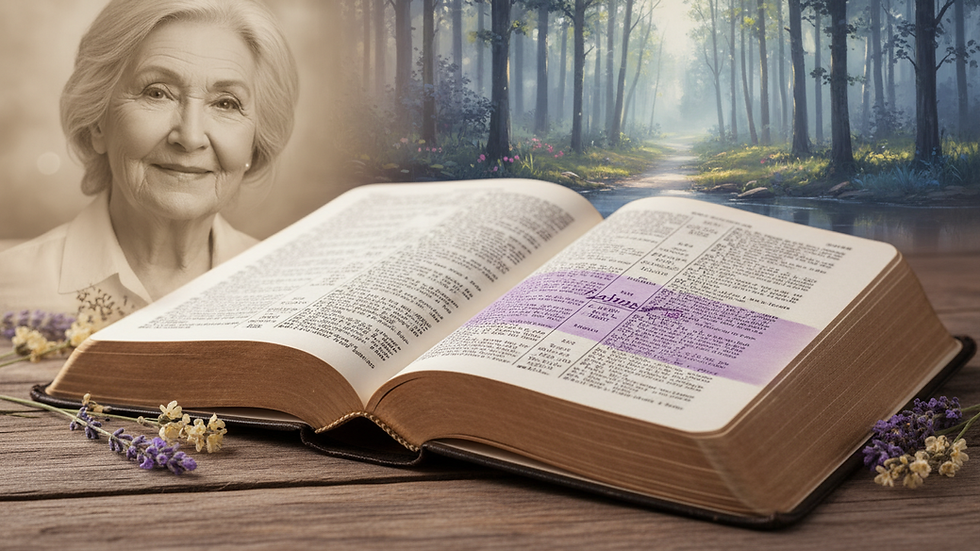 Close-up view of an open Bible with a highlighted passage