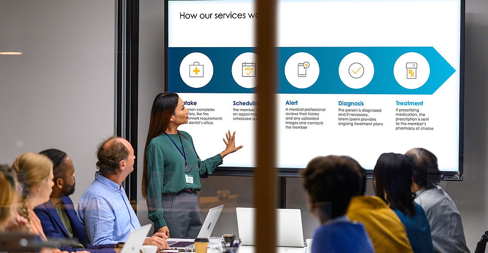 woman presents a pitch deck