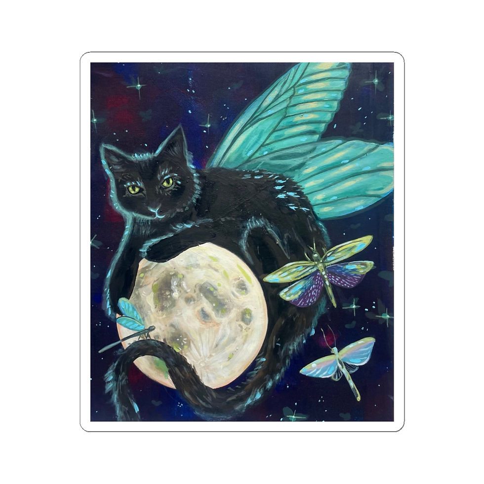 Thumbnail: Moon and Moth Cat Sticker