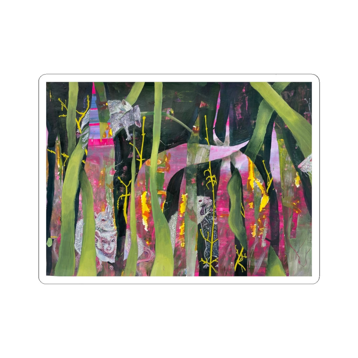 Abstract Forest Art Sticker — Colorful Jungle-Inspired Kiss-Cut Decal