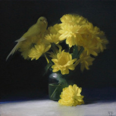 Chrysanthemums and Parackeet.jpeg