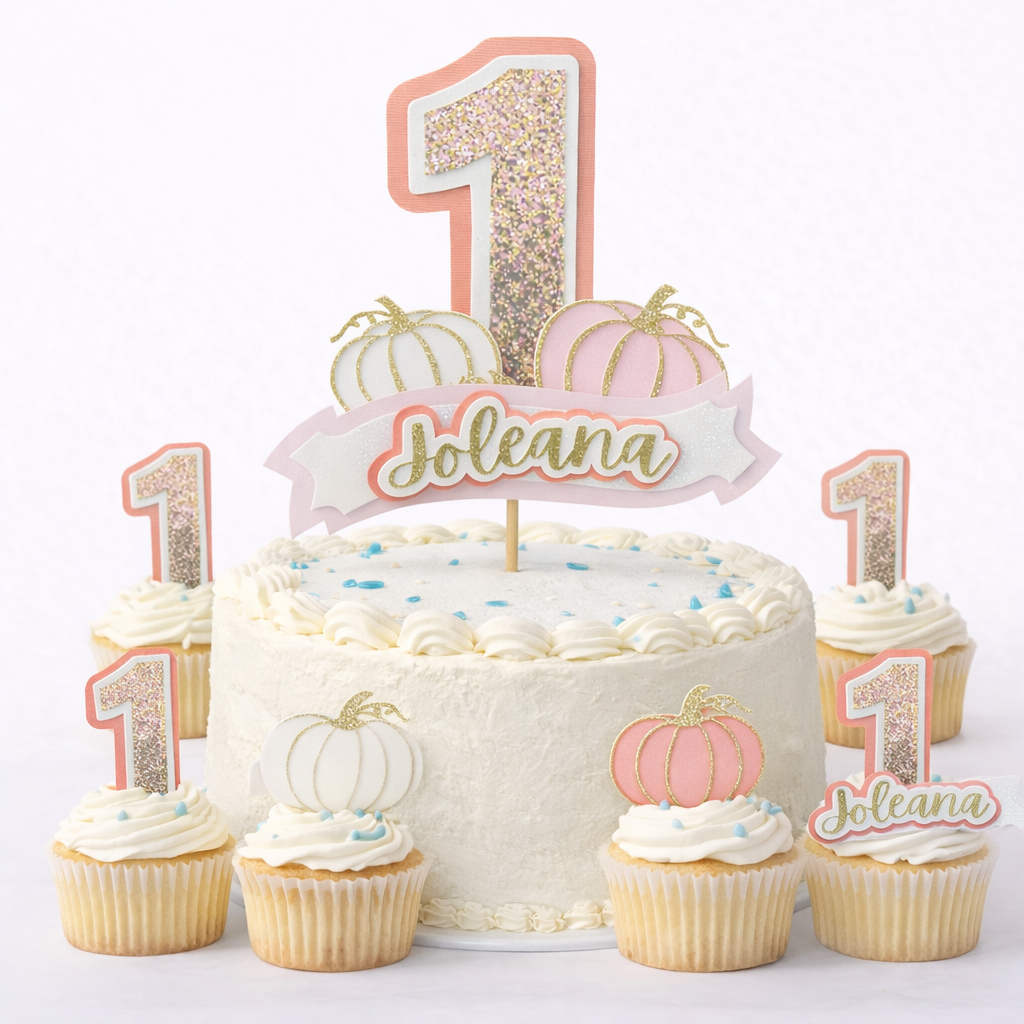 Pink Pumpkin Cake Topper