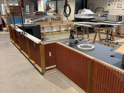 Fabrication en atelier du futur kiosque EATALY à l’aéroport d’Orly