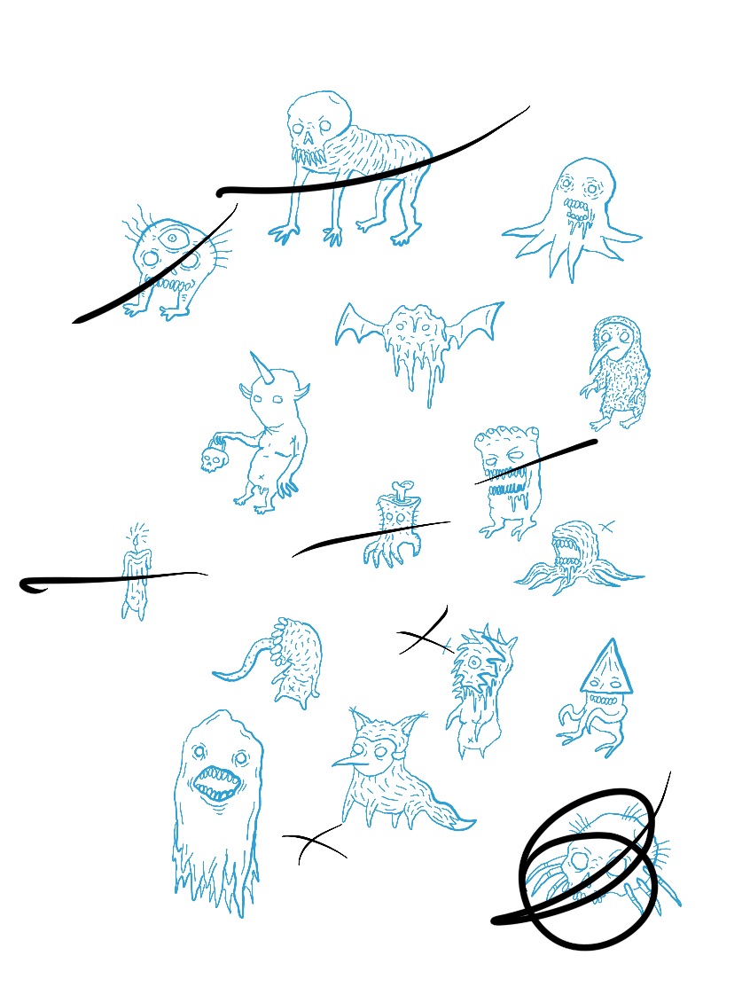 Early enemy designs by Dylan Z.