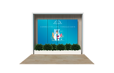 small trade show exhibit staged before shipping to show