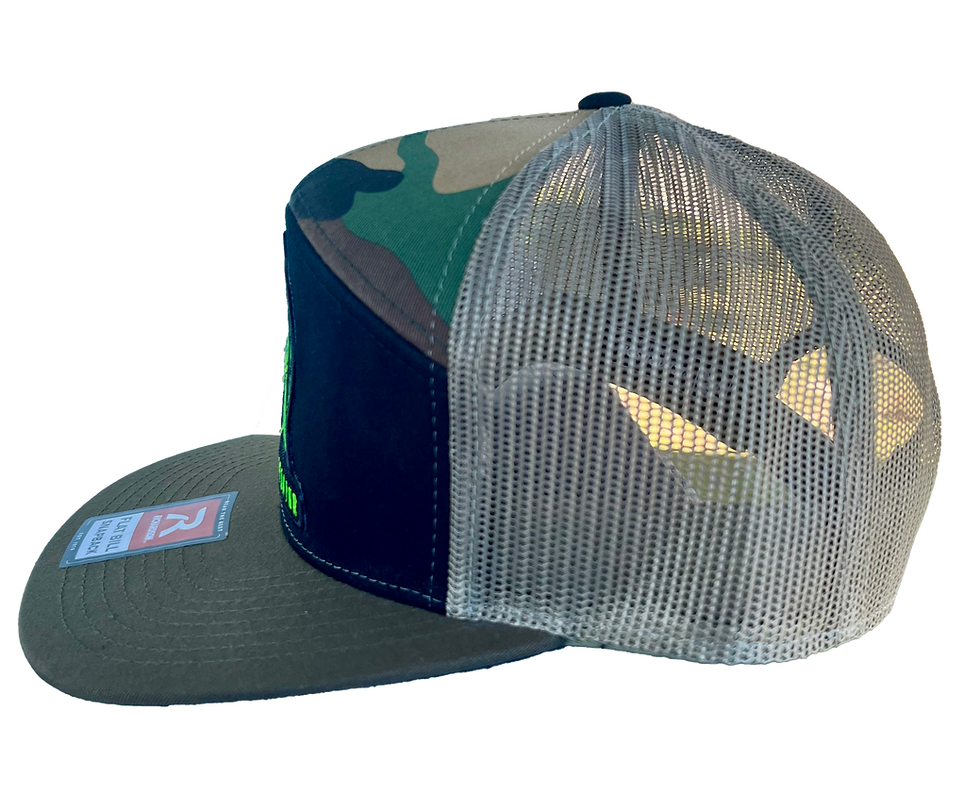 Thumbnail: 7 Panel Snapback Flat Bill Trucker Hat - Richardson - Camo