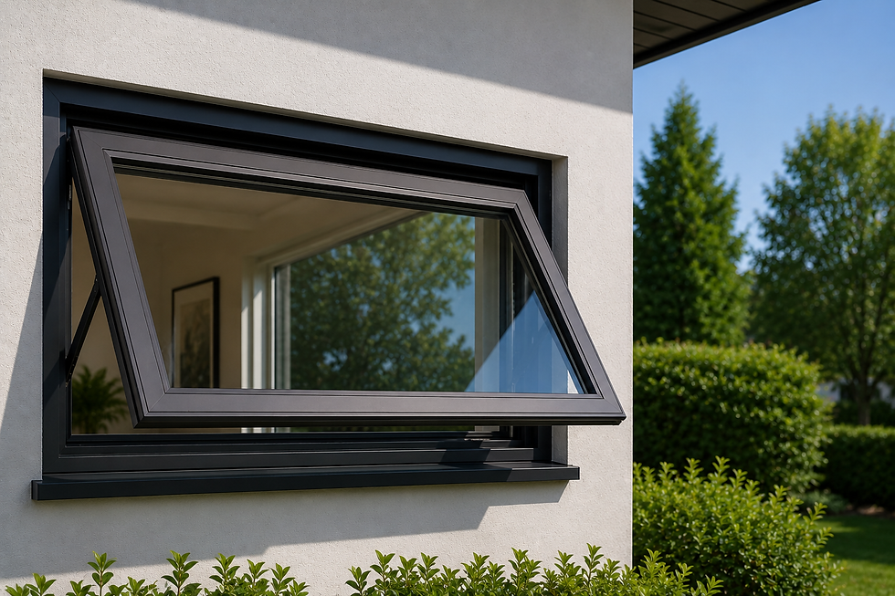 An outside picture of a push-out windows.