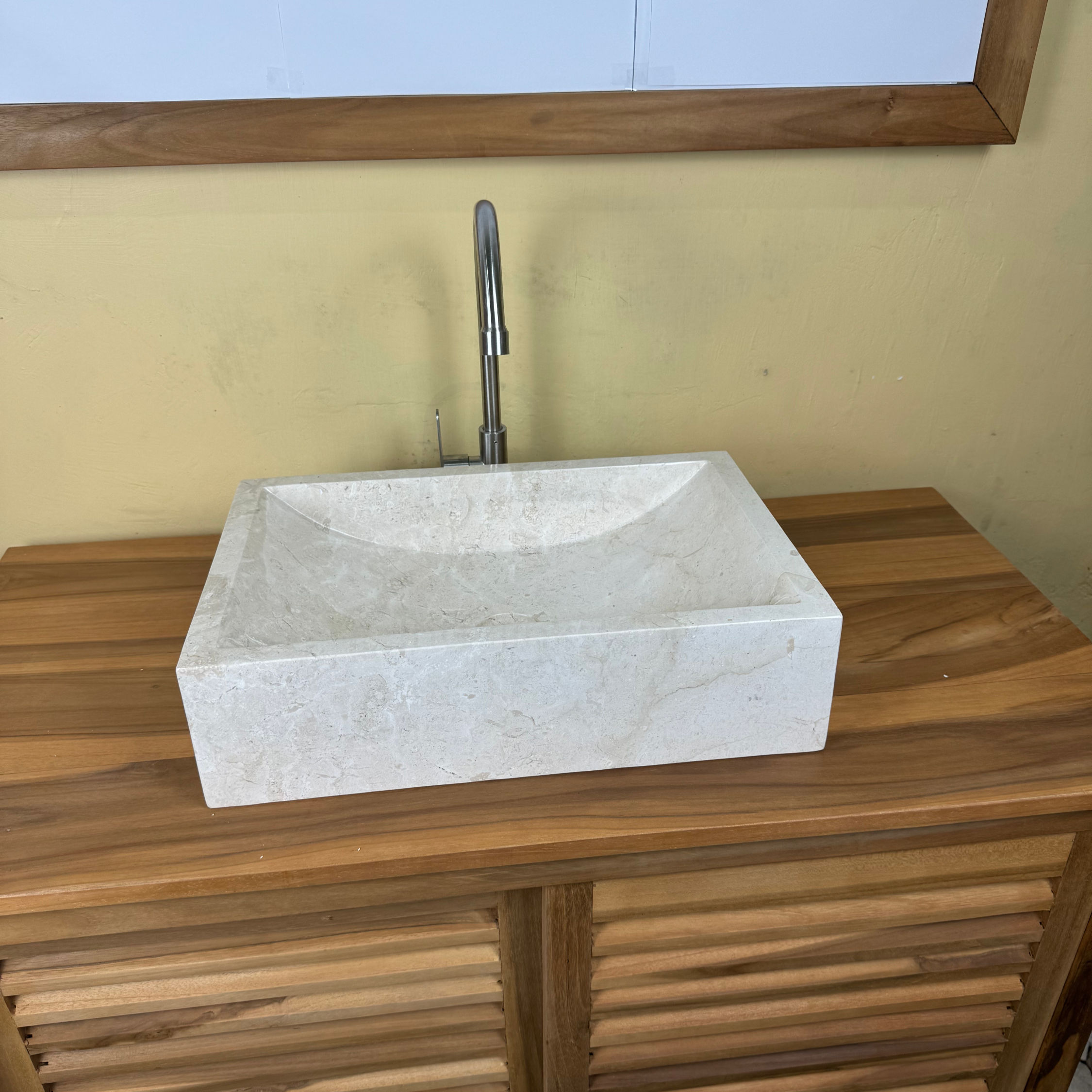 Wash Basin Marble White Retangle Style Full Polish