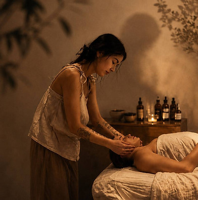 Esthetician performing a relaxing facial treatment at Azure Wellness House in Roseville, CA