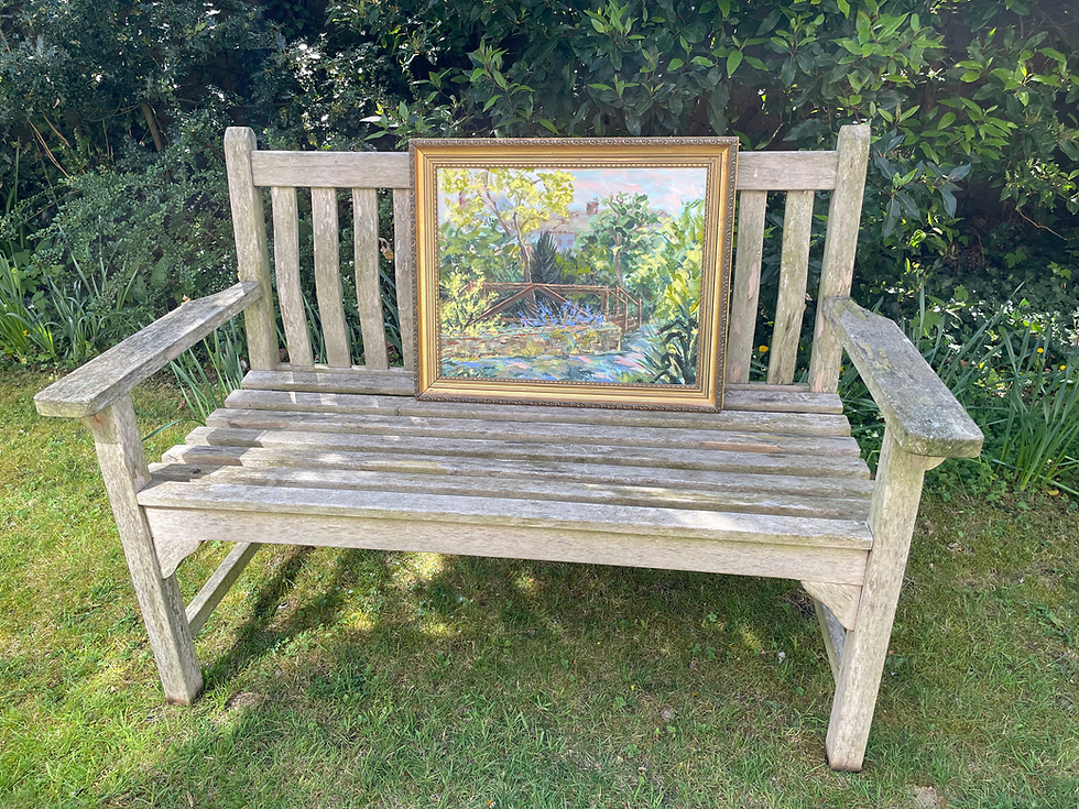 Thumbnail: Darwin College Bridge with California Lilac (large 16x20 inch)