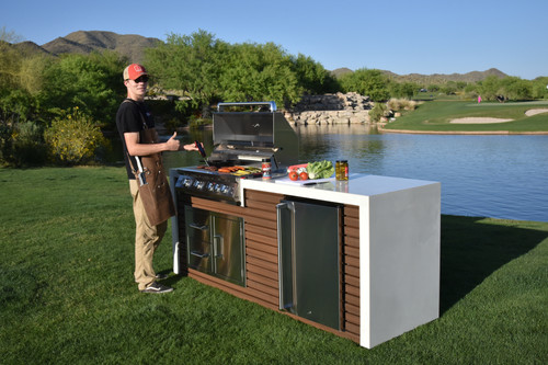 Professional Shiplap Outdoor Kitchen KoKoMo Grill With Waterfall