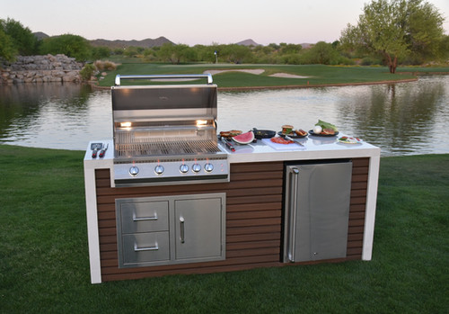 Professional Shiplap Outdoor Kitchen KoKoMo Grill With Waterfall - Main Image