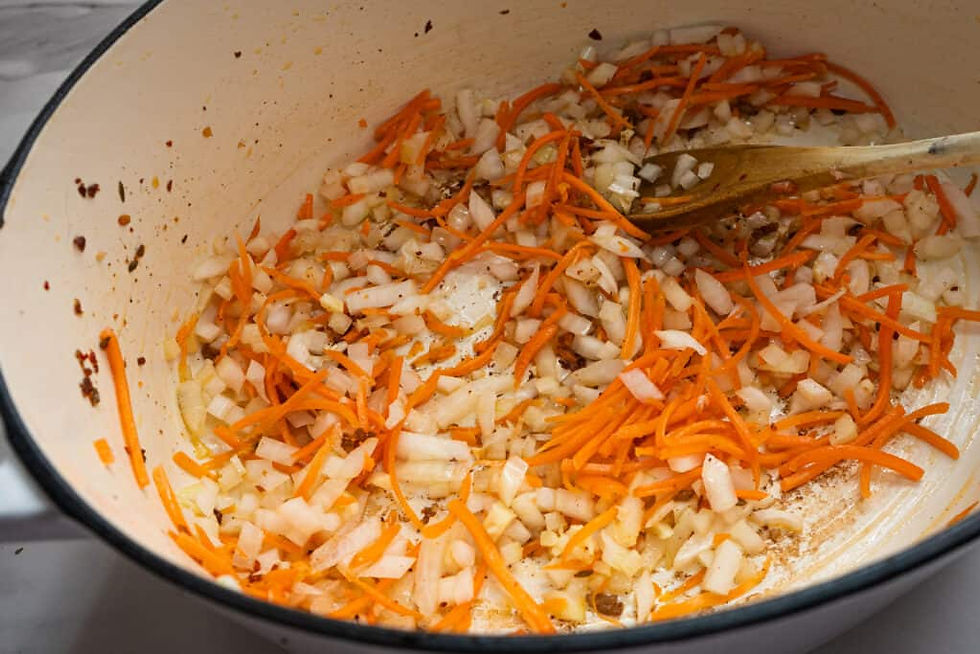Saute Onion, Carrots and Garlic 