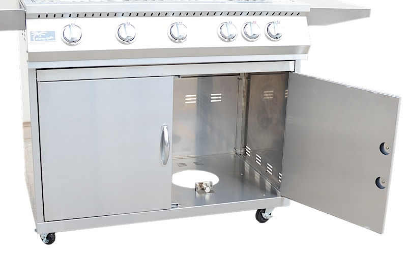 Thumbnail: 5 Burner 40 Inch Cart Model BBQ Grill With Locking Casters 304 Stainless Steel
