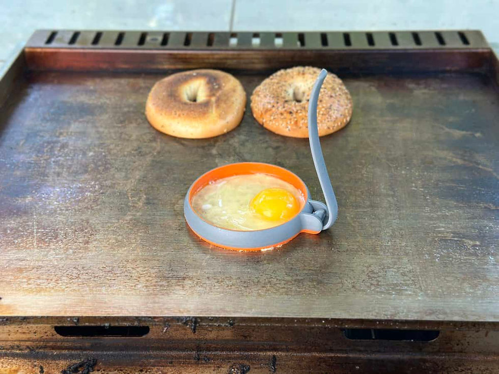 Bagel & Eggs Cooking On KoKoMo Griddle 