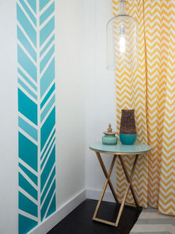 ordinaire-decoration-murale-chambre-bebe-6-peinture-decorative-dessin-geometrique-turquoise-effet-de