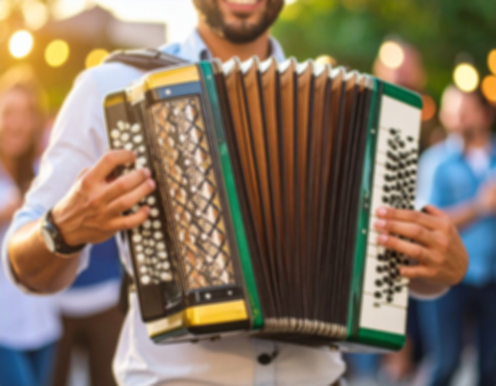 A man playing a vintage button accordion, capturing the rich tradition and timeless sound of classic folk and regional music.