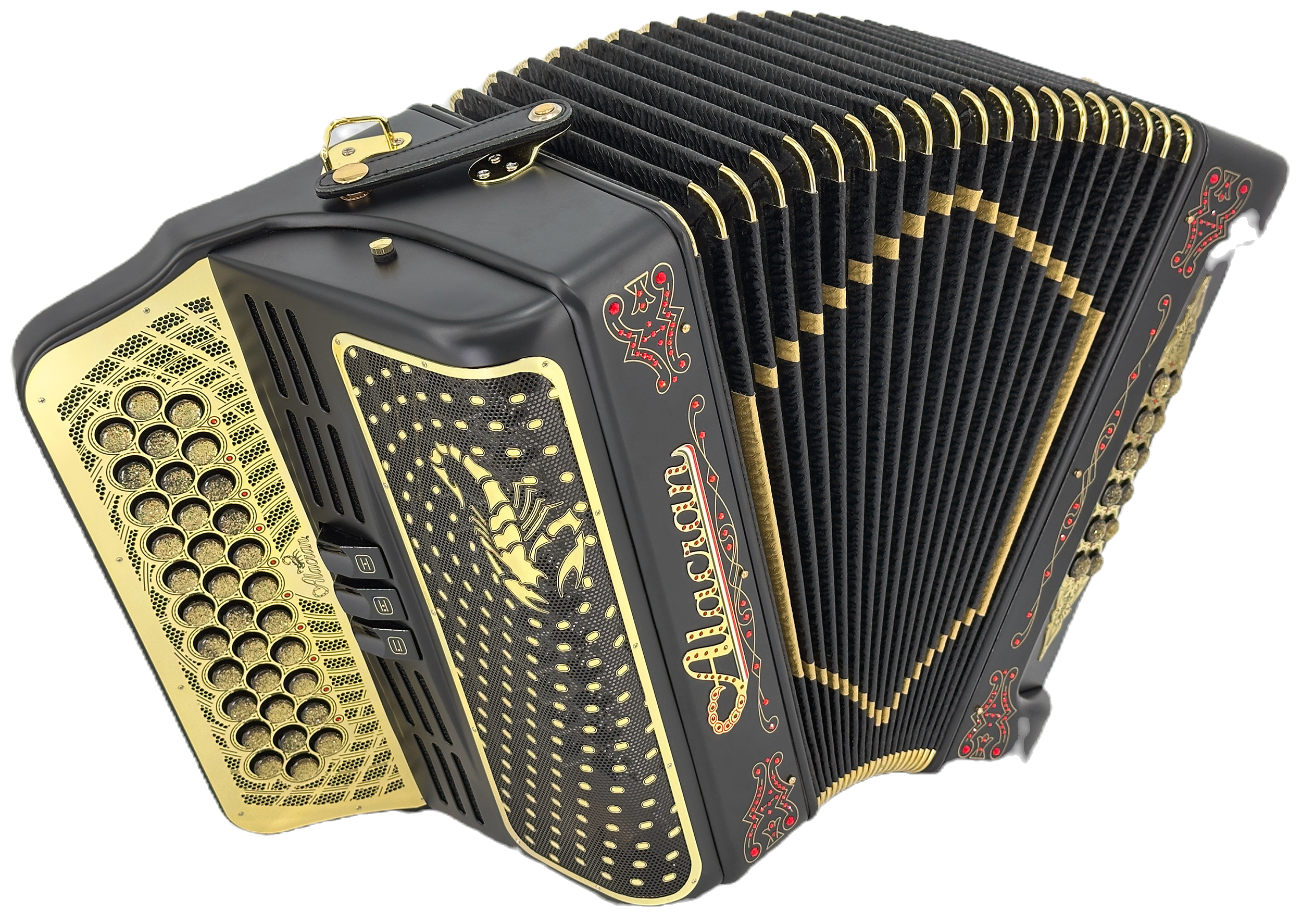 Alacran NAL3412 3R, 34 Button, 12 Bass, 3 Switch Accordion w/Premi Case Black