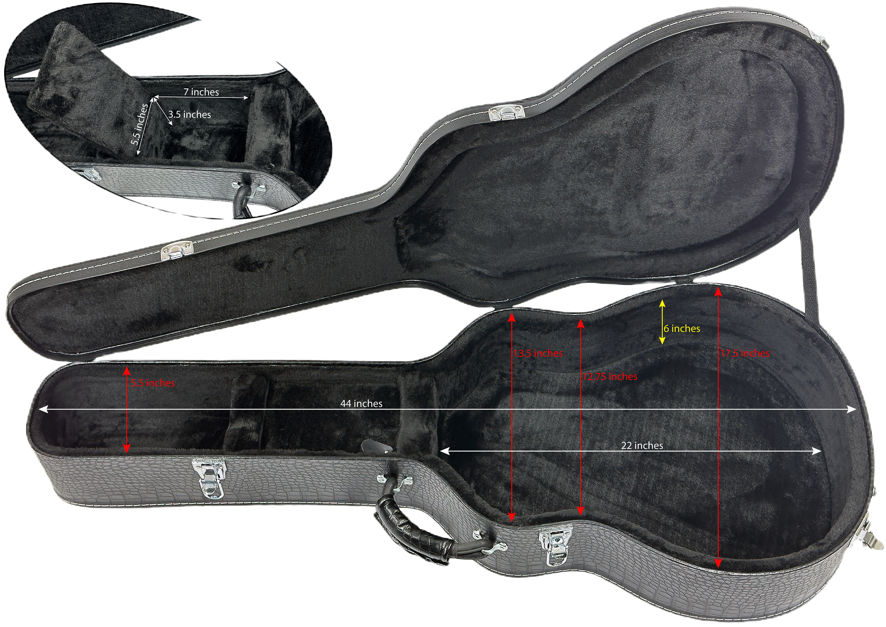 Coronado Archtop Dreadnaught Deluxe Plywood-Core Guitar Case for 6 or 12 String