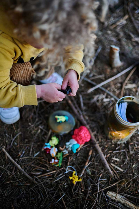 Geocache in München im Wald mit Kindern