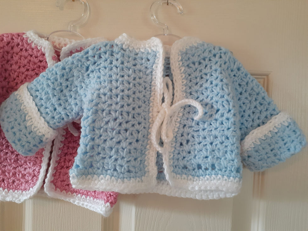 Thumbnail: Cozy Crochet Jacket & Hat Set,Newborn/Baby 0-6 mths