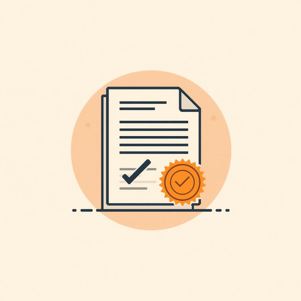 Flat vector illustration, copper-orange and charcoal-navy on a warm off-white background,