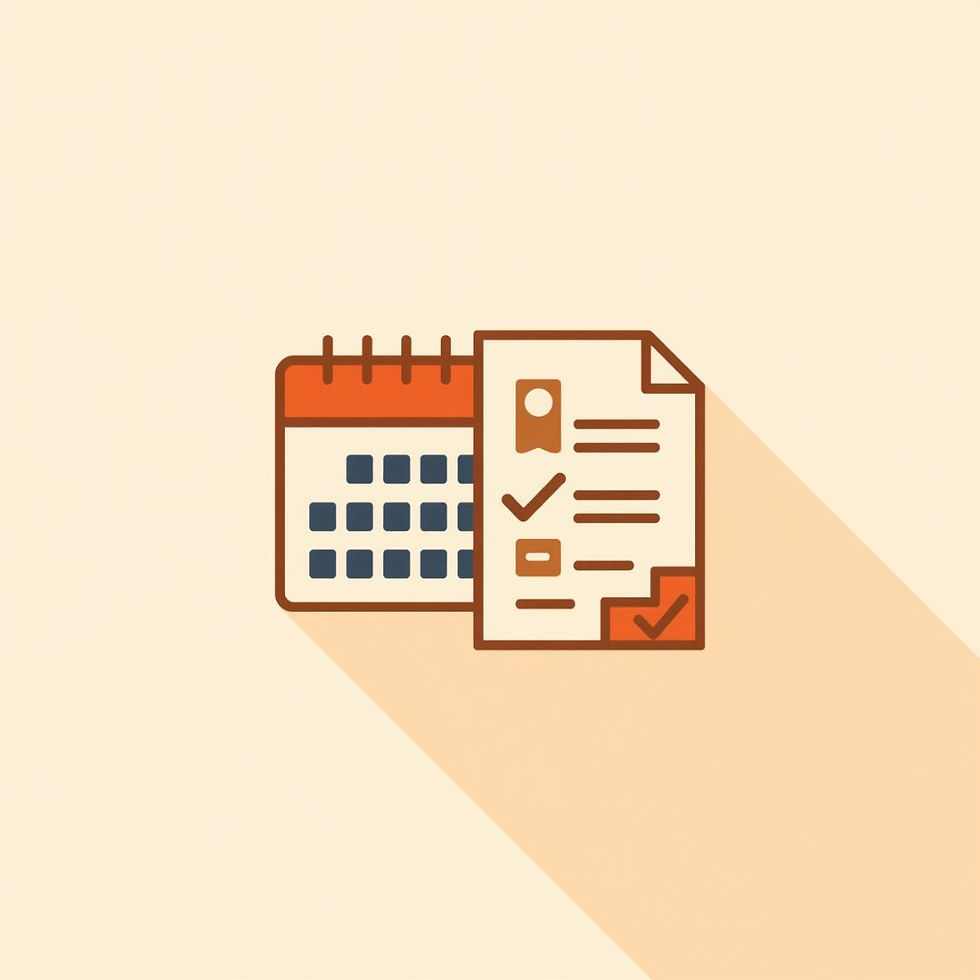 Flat vector illustration, copper-orange and charcoal-navy on a warm off-white background,