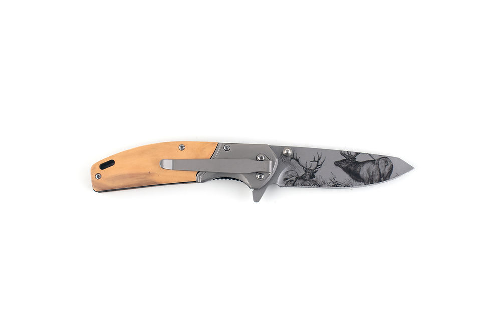 Thumbnail: Pocket Knife with Rustic Deer Design