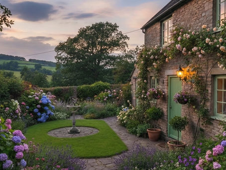 Back door in a UK countryside garden