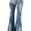 Thumbnail: Distressed Bell Bottom Frayed Hem Patchwork Denim Pants