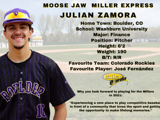 Millers sign pitcher Julian Zamora for the 2021 Season