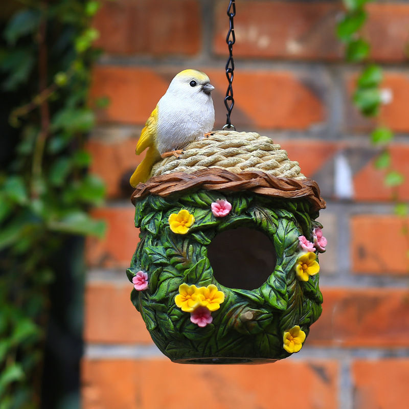 Garden Hummingbird Nest Resin Sculpture