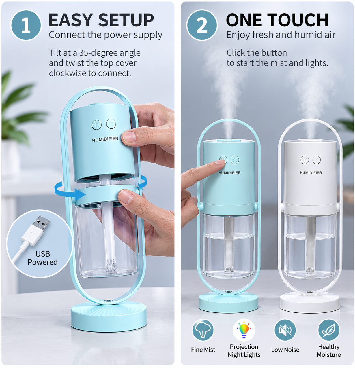 Magic Shadow USB Air Humidifier For Home With Projection Night Lights Ultrasonic